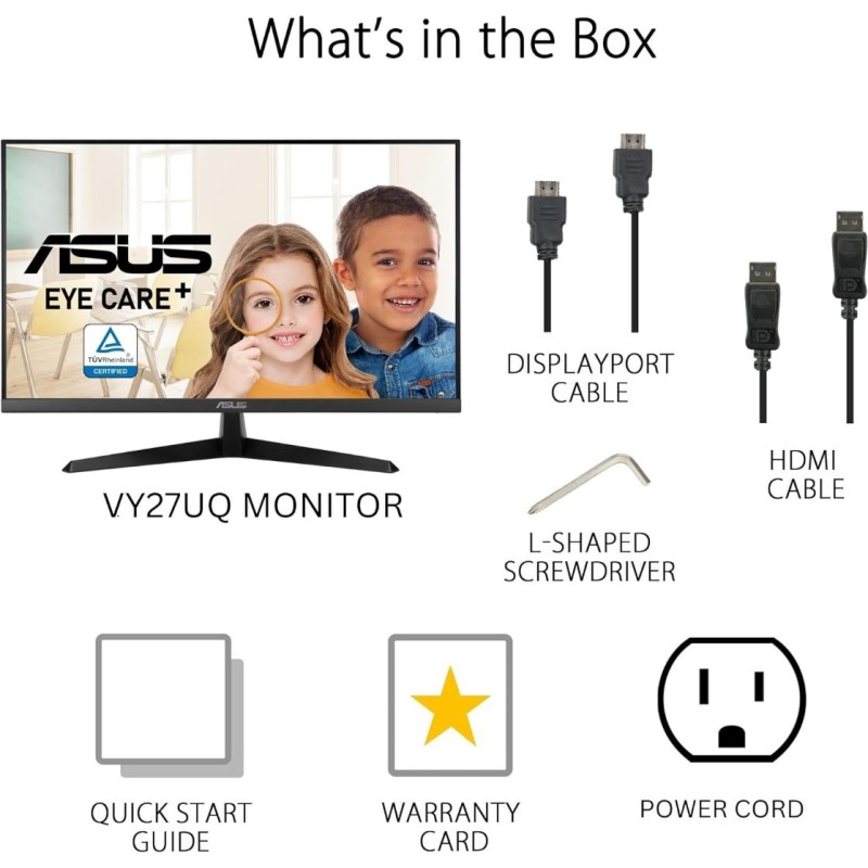ASUS 27” 4K Eye Care Monitor (VY27UQ) - UHD (3840 x 2160), IPS, HDR10
