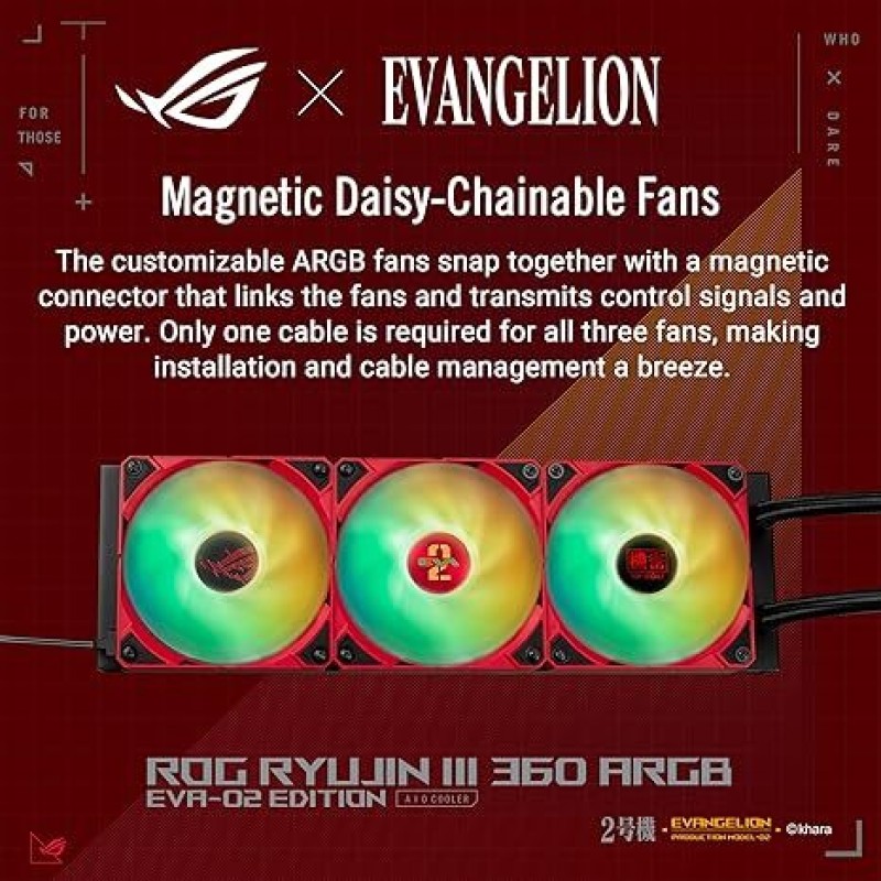 ASUS ROG Ryujin III 360 ARGB EVA-02 Edition, 3X 120mm ARGB Fans, OLCD Display