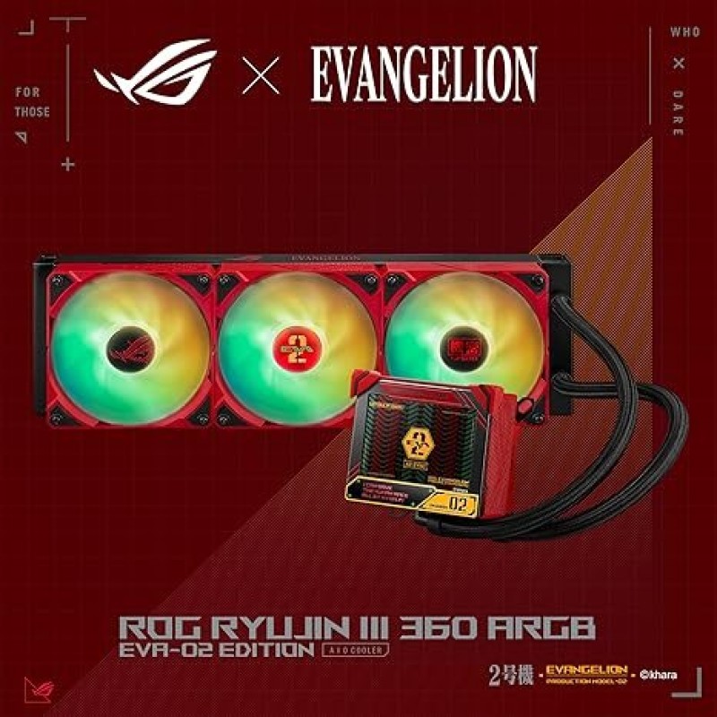 ASUS ROG Ryujin III 360 ARGB EVA-02 Edition, 3X 120mm ARGB Fans, OLCD Display