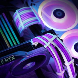 Antec PSU Cables, Sleeved Cable Extension Kit, White Connector, White Purple