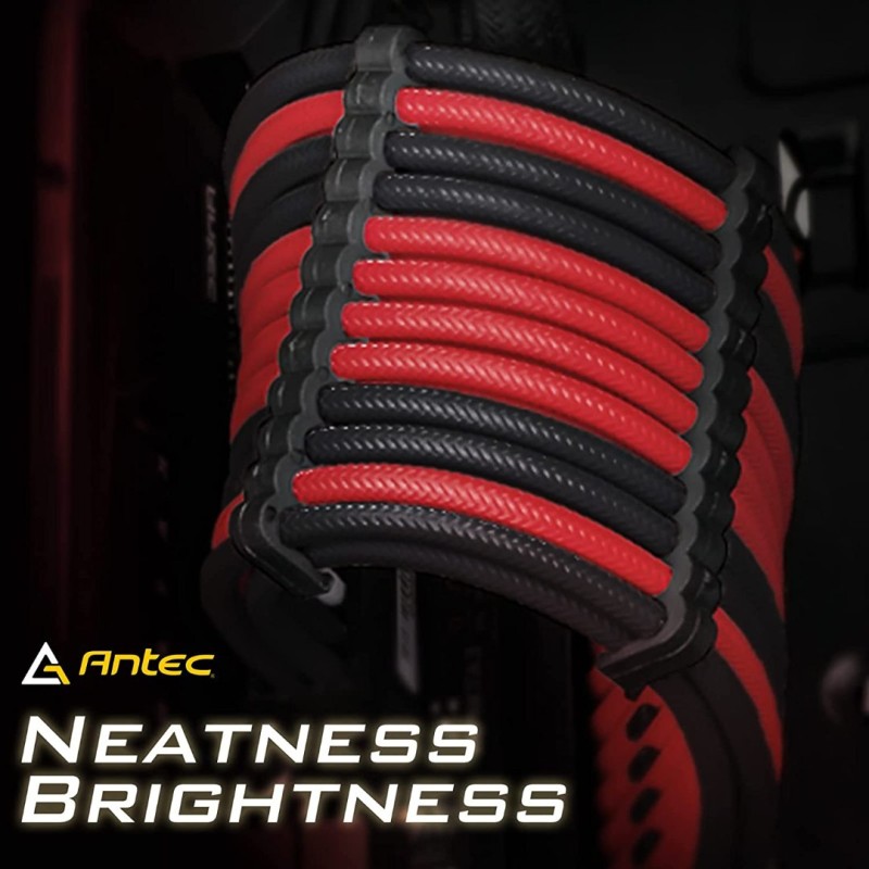 Antec Power Supply Sleeved Cable, Black/Red