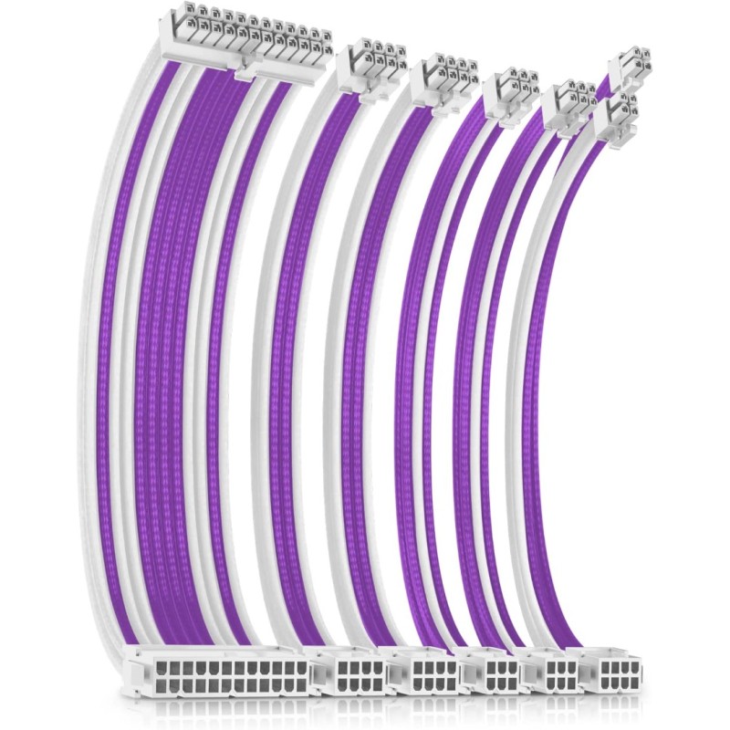 Antec PSU Cables, Sleeved Cable Extension Kit, White Connector, White Purple