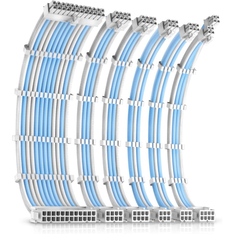 Antec PSU Cables, Sleeved Cable Extension Kit, White Connector, White Blue
