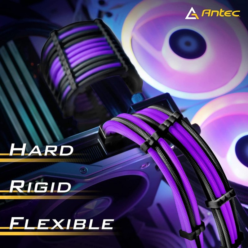 Antec Mod Sleeved Power Supply Cable Extension Kit, w/Combs Purple UV