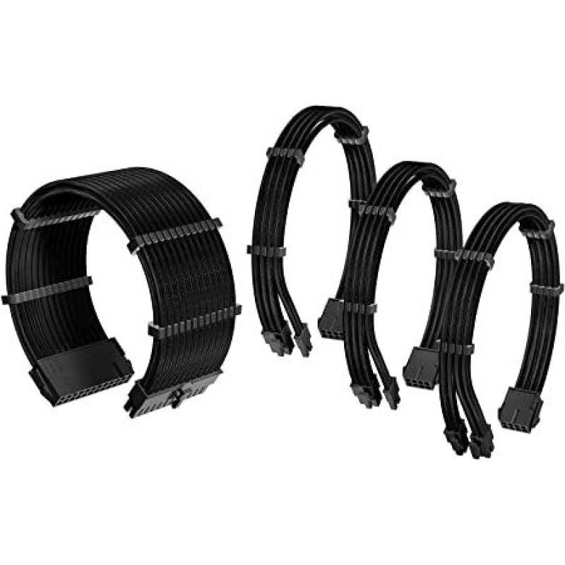 Antec Sleeved Extension Power Supply Cable Kit, Black