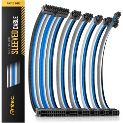 Antec Sleeved Extension Power Supply Cable Kit, w/Combs, Blue Gray