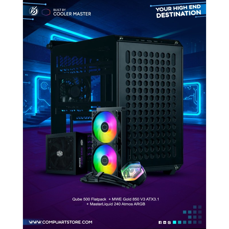 Qube 500 Flatpack Black & White Plus 850w PSU With ATMOS 240 Bundle