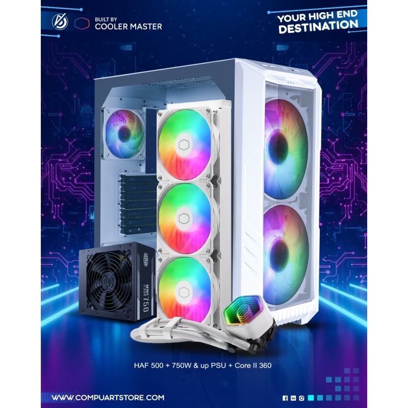 HAF 500  White With 750W With PSU With  Core II 360 Bundle