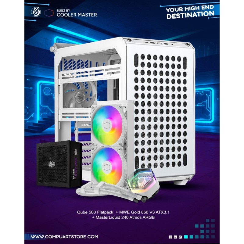 Qube 500 Flatpack White Plus 850w PSU With ATMOS 240 Bundle White