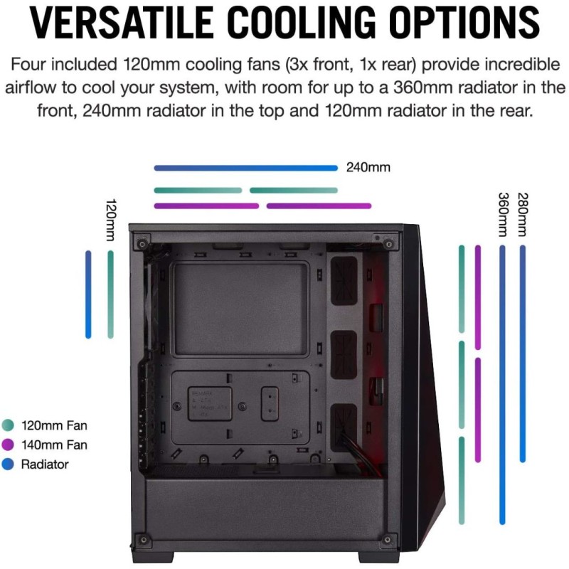 Corsair Carbide Series SPEC-DELTA RGB Mid-Tower ATX Gaming Case, Tempered Glass & Plus PSU CV550W