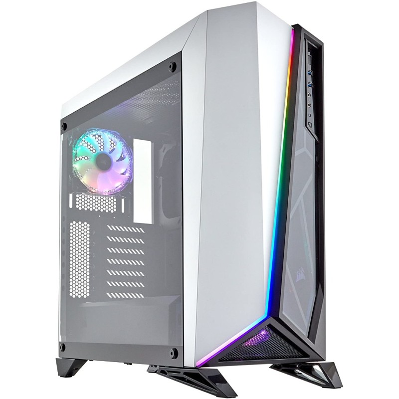 CORSAIR Carbide SPEC-Omega RGB Mid-Tower Gaming Case, 2 RGB Fans, Lighting Node PRO Included, Tempered Glass- White