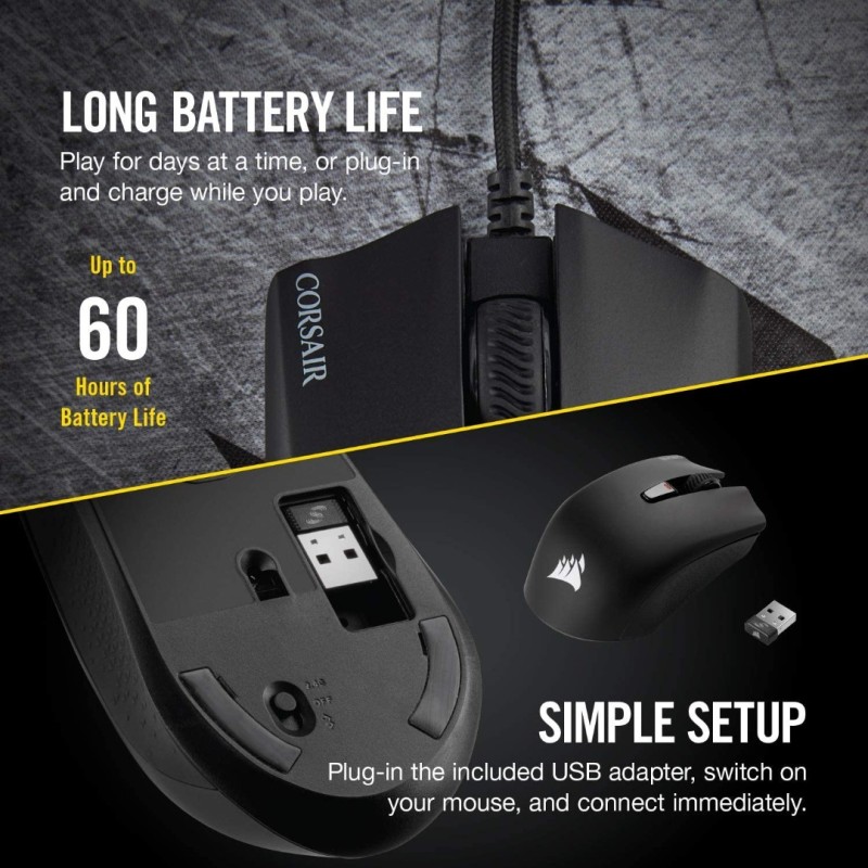 Corsair Harpoon RGB Wireless - Wireless Rechargeable Gaming Mouse with SLIPSTREAM Technology - 10,000 DPI Optical Sensor