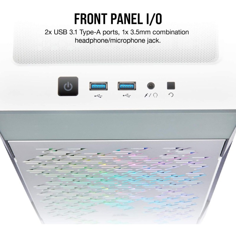 Corsair iCUE 220T RGB Airflow Tempered Glass Mid-Tower Smart Case, White