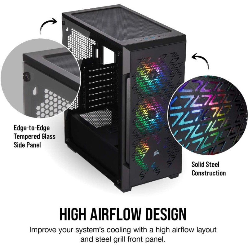Corsair iCUE 220T RGB Airflow Tempered Glass Mid-Tower Smart Case - Black