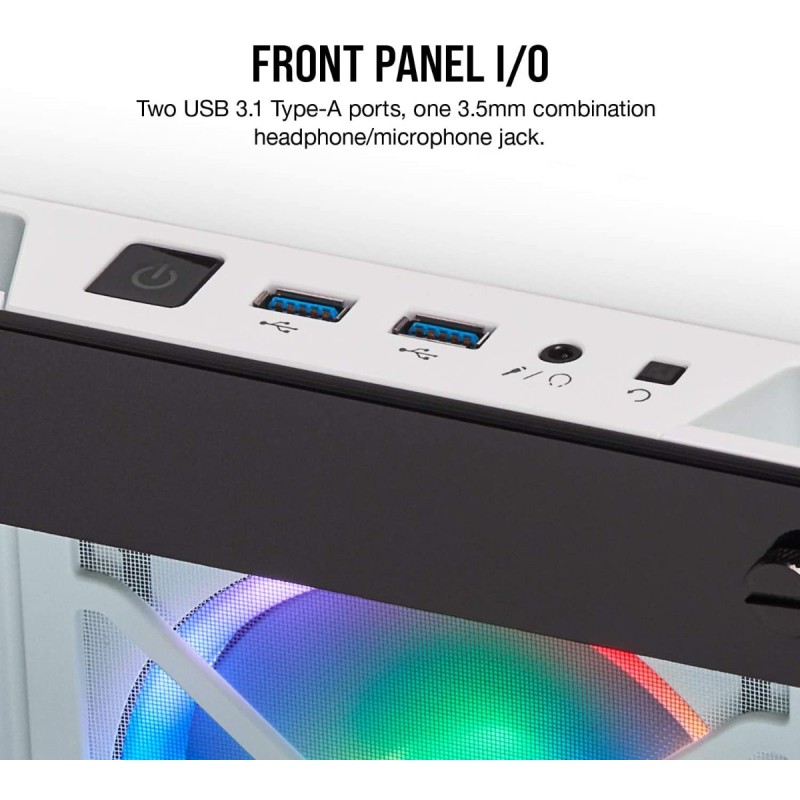 Corsair iCUE 465X RGB Mid-Tower ATX Smart Case, White