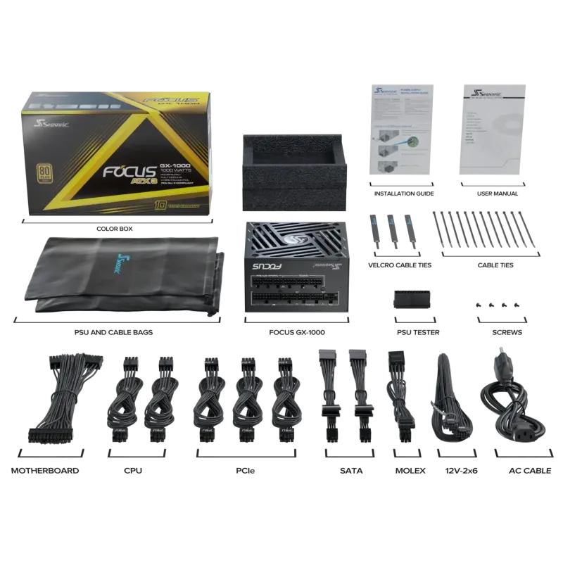 Seasonic Focus GX-1000 1000W ATX 3.1 80 Plus Gold Fully Modular