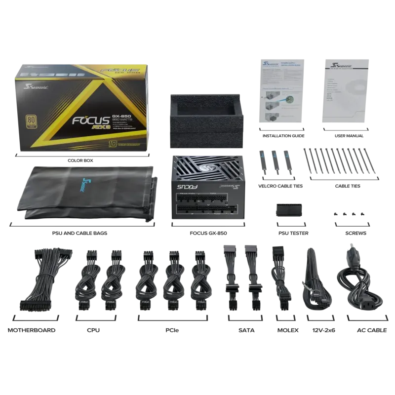 Seasonic Focus GX-850 ATX3 850W ATX 3.1 80 Plus Gold Fully Modular