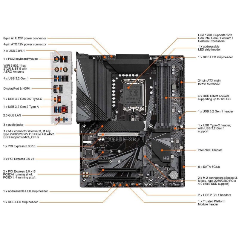 Gigabyte Intel Z690 UD AX DDR5 PCIe 5.0 ATX Motherboard