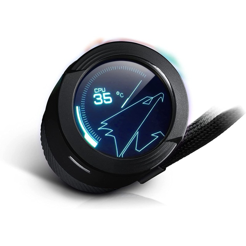 AORUS WATERFORCE X 360 AIO Liquid CPU Cooler, 360mm Radiator with 3X 120mm ARGB Fans, Adjustable Circular LCD Display with Micro SD Support and RGB Fusion 2.0, GP-AORUS WATERFORCE X 360