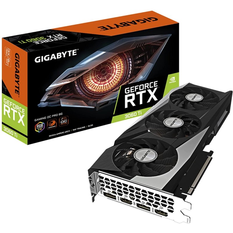 GIGABYTE GeForce RTX 3060 Ti Gaming OC PRO 8G (REV3.0) Graphics Card, 3X WINDFORCE Fans, LHR, 8GB 256-bit GDDR6, 
