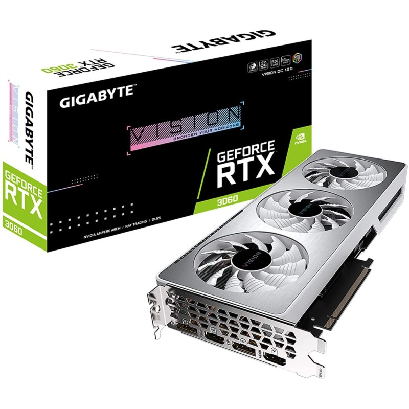 GIGABYTE GeForce RTX 3060 Vision OC 12G (REV2.0) Graphics Card, 3X WINDFORCE Fans, 12GB 192-bit GDDR6, GV-N3060VISION OC-12GD REV2.0 Video Card