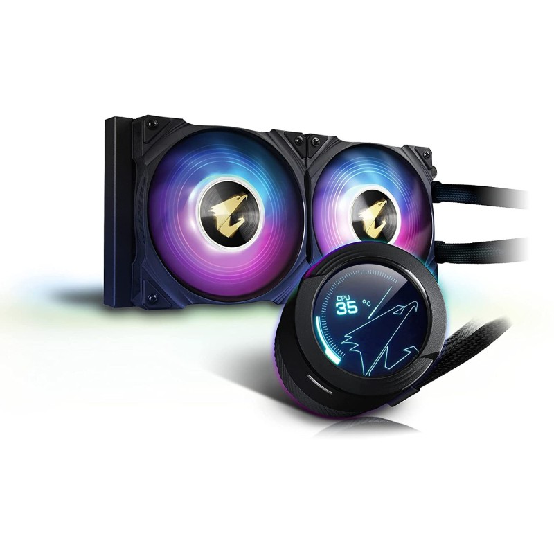 AORUS WATERFORCE X 240 AIO, 2X 120mm ARGB Fans, Adjustable LCD Display 