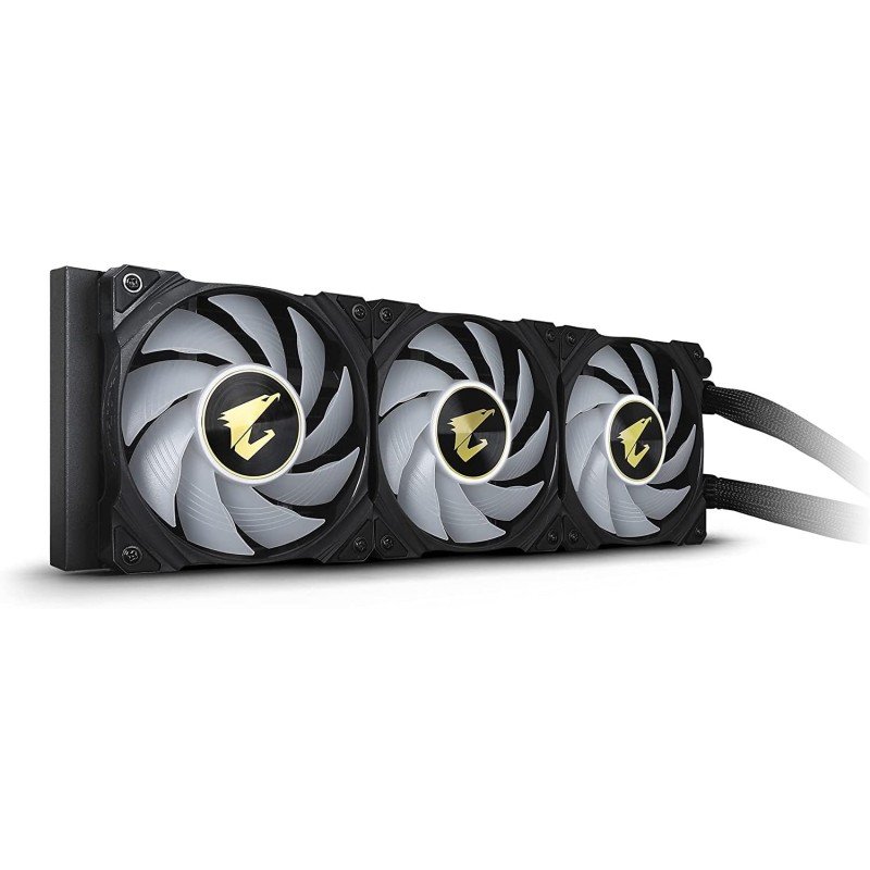 AORUS WATERFORCE X 360 AIO Liquid CPU Cooler, 360mm Radiator with 3X 120mm ARGB Fans, Adjustable Circular LCD Display with Micro SD Support and RGB Fusion 2.0, GP-AORUS WATERFORCE X 360