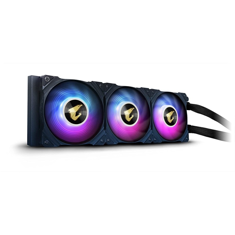 AORUS WATERFORCE X 360 AIO Liquid CPU Cooler, 360mm Radiator with 3X 120mm ARGB Fans, Adjustable Circular LCD Display with Micro SD Support and RGB Fusion 2.0, GP-AORUS WATERFORCE X 360