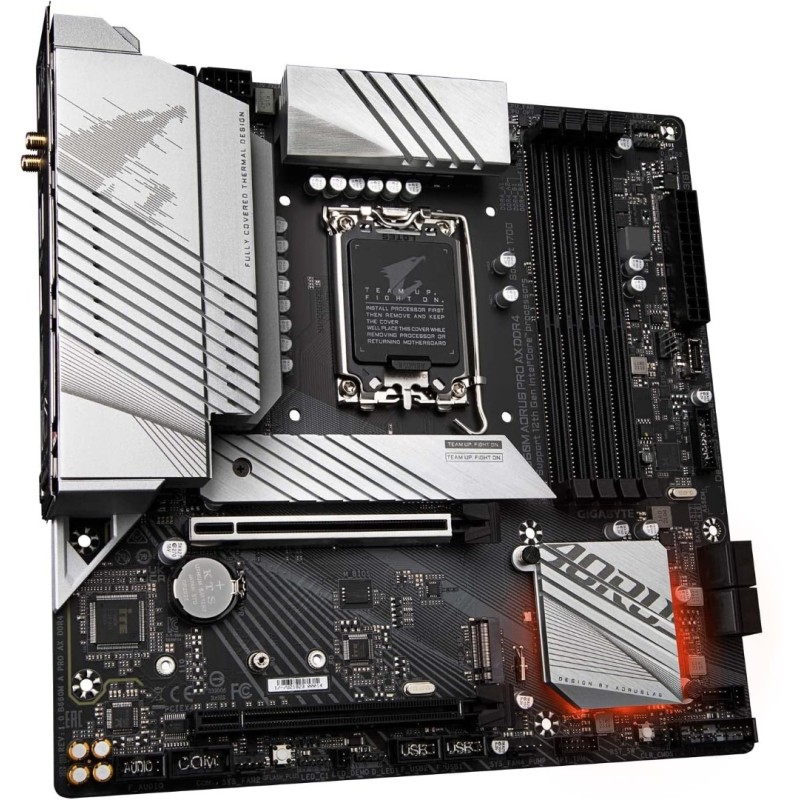 GIGABYTE B660M AORUS PRO AX DDR4 (B660/ Intel/LGA/1700/ Micro-ATX/DDR4/ Dual M.2/ PCIe 4.0/ USB 3.2 Gen2 Type-C/WiFi 6 802.11ax/ Intel 2.5GbE LAN/Motherboard)