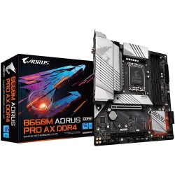GIGABYTE B660M AORUS PRO AX DDR4 (B660/ Intel/LGA/1700/ Micro-ATX/DDR4/ Dual M.2/ PCIe 4.0/ USB 3.2 Gen2 Type-C/WiFi 6 802.11ax/ Intel 2.5GbE LAN/Motherboard)