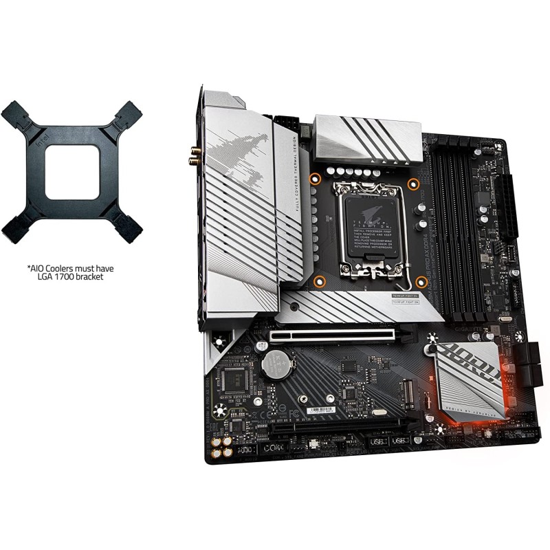 GIGABYTE B660M AORUS PRO AX DDR4 (B660/ Intel/LGA/1700/ Micro-ATX/DDR4/ Dual M.2/ PCIe 4.0/ USB 3.2 Gen2 Type-C/WiFi 6 802.11ax/ Intel 2.5GbE LAN/Motherboard)