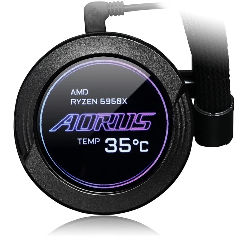 AORUS WATERFORCE X 360 AIO Liquid CPU Cooler, 360mm Radiator with 3X 120mm ARGB Fans, Adjustable Circular LCD Display with Micro SD Support and RGB Fusion 2.0, GP-AORUS WATERFORCE X 360