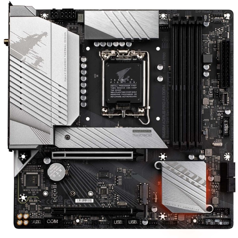GIGABYTE B660M AORUS PRO AX DDR4 (B660/ Intel/LGA/1700/ Micro-ATX/DDR4/ Dual M.2/ PCIe 4.0/ USB 3.2 Gen2 Type-C/WiFi 6 802.11ax/ Intel 2.5GbE LAN/Motherboard)