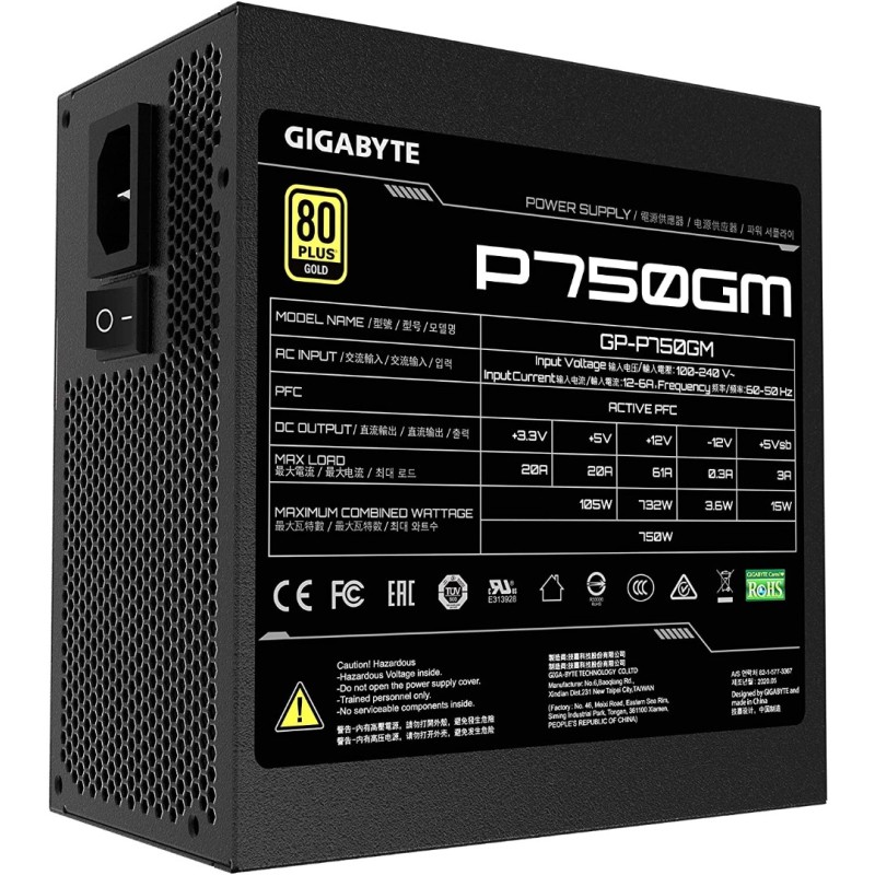 Gigabyte GP-P750GM (80 Plus Gold 750W, Modular, Smart Fan, Smart Power Protection