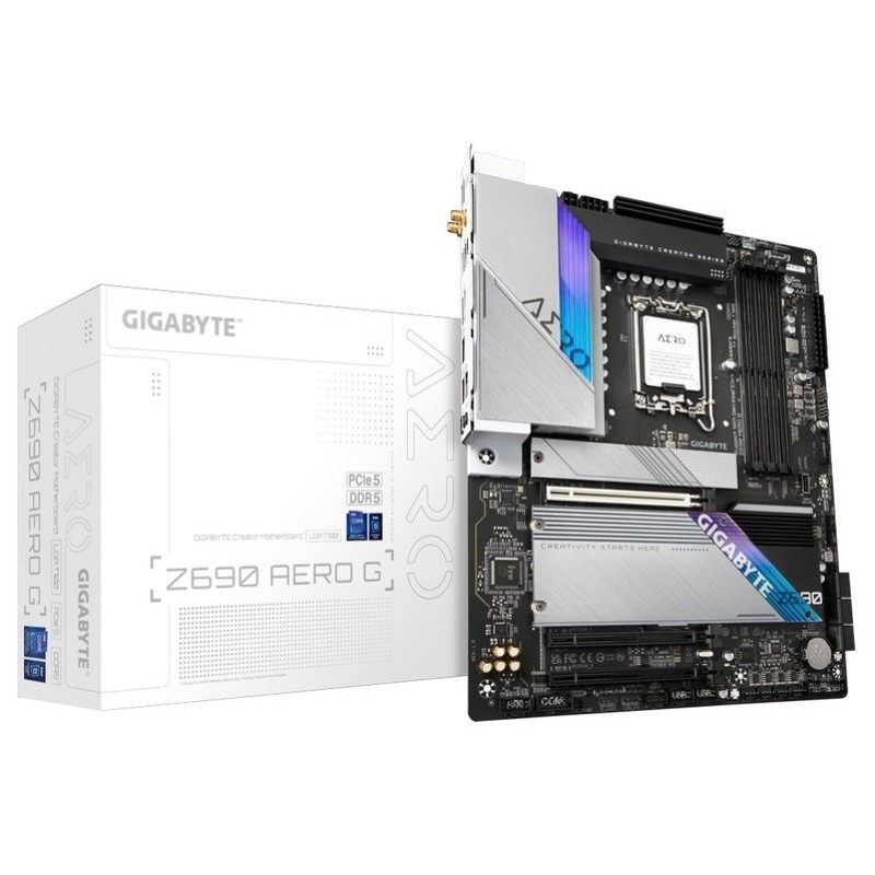 GIGABYTE Z690 AERO G DDR5 (LGA 1700/ Intel Z690/ ATX/ DDR4/ Quad M.2/ PCIe 5.0/ USB 3.2 Gen2X2 Type-C/WiFi 6/ Intel 2.5 GbE LAN/Motherboard)