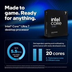 Intel Core Ultra 7 265K Tray - 20 cores (8 P-cores & 12 E-cores) up to 5.5 GHz