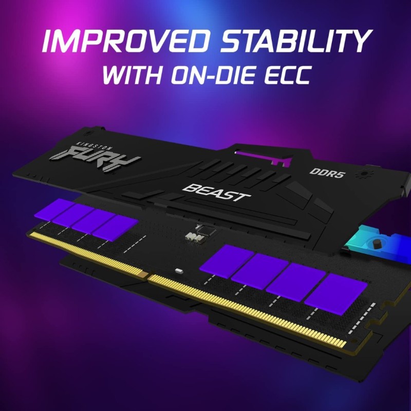 Kingston Fury Beast RGB 32GB (2X16)  5600MT/s DDR5 CL40 DIMM Desktop Memory (Kit of 2) | Intel XMP 3.0 | Infrared Sync Technology | Overclocking Stability