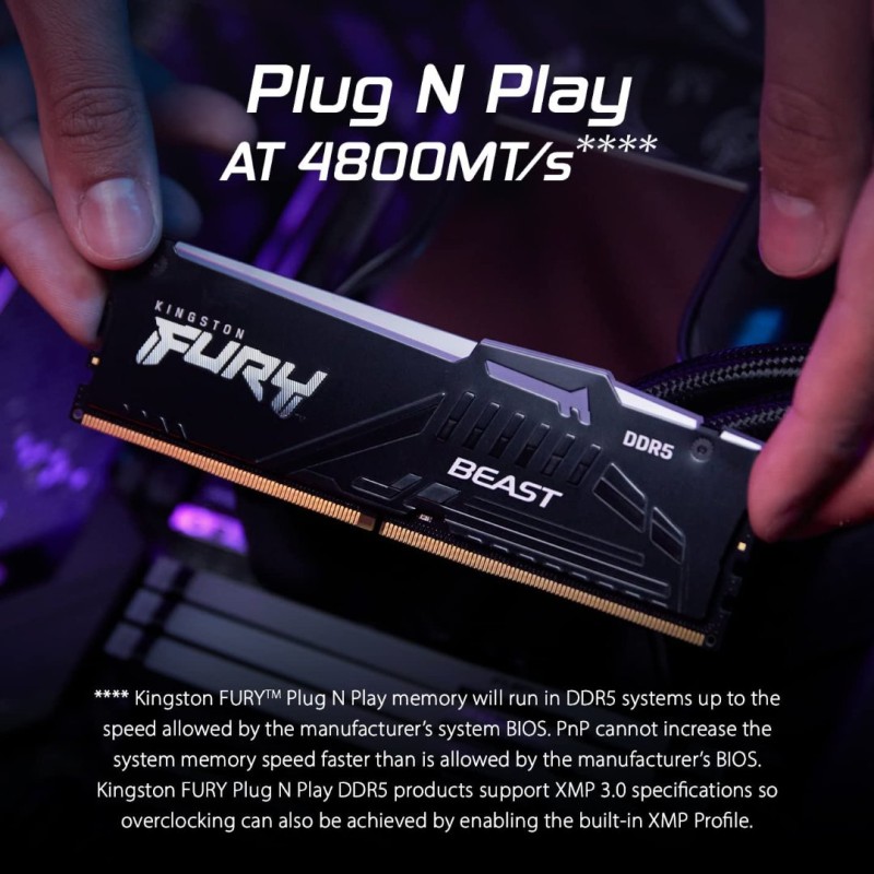 Kingston Fury Beast RGB 32GB (2X16)  5600MT/s DDR5 CL40 DIMM Desktop Memory (Kit of 2) | Intel XMP 3.0 | Infrared Sync Technology | Overclocking Stability