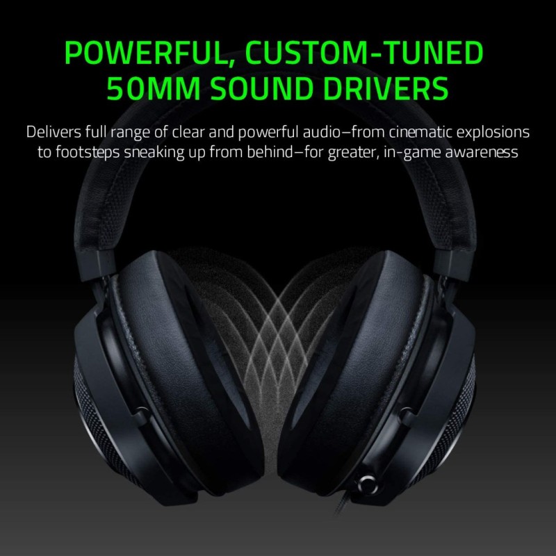 Razer Kraken Tournament Edition THX 7.1 Surround Sound Gaming Headset: Retractable Noise Cancelling Mic - USB DAC -  For PC