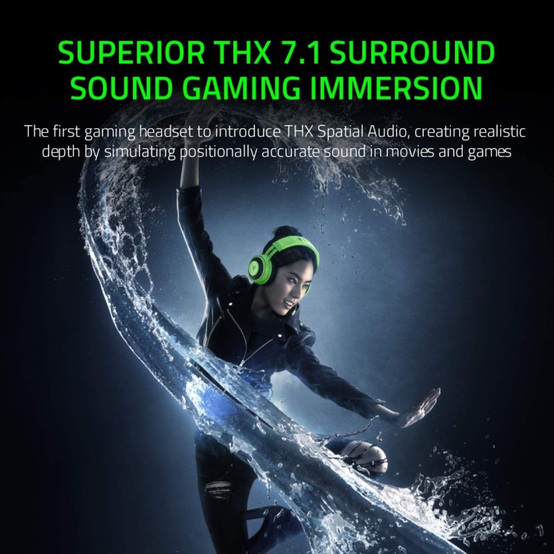 Razer Kraken Tournament Edition THX 7.1 Surround Sound Gaming Headset: Retractable Noise Cancelling Mic - USB DAC - for PC