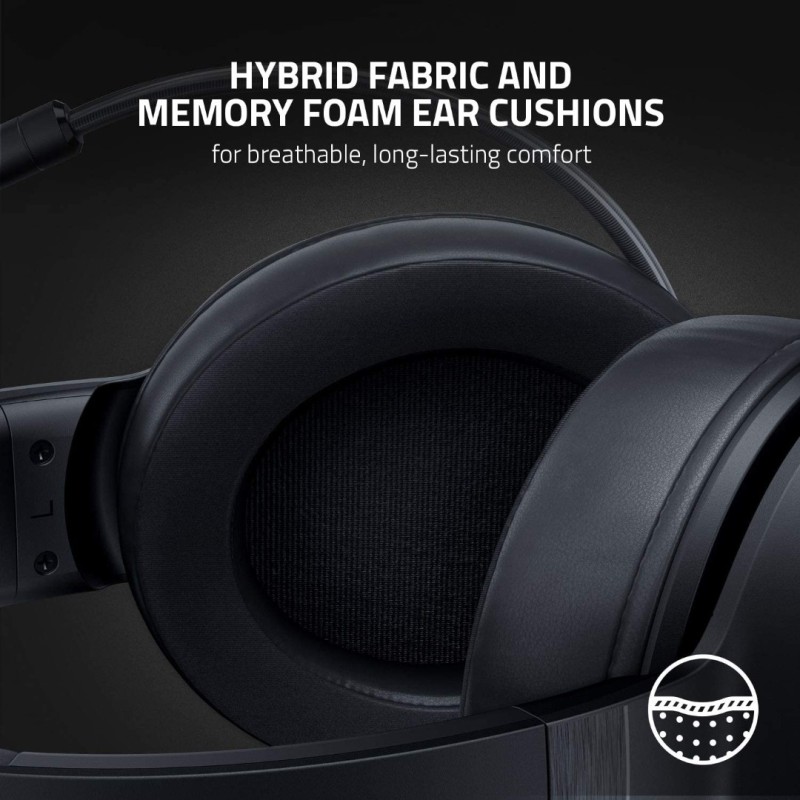 Razer Kraken V3 X Gaming Headset: 7.1 Surround Sound - Triforce 40mm Drivers - HyperClear Bendable Cardioid Mic - Chroma RGB Lighting - for PC - Classic Black