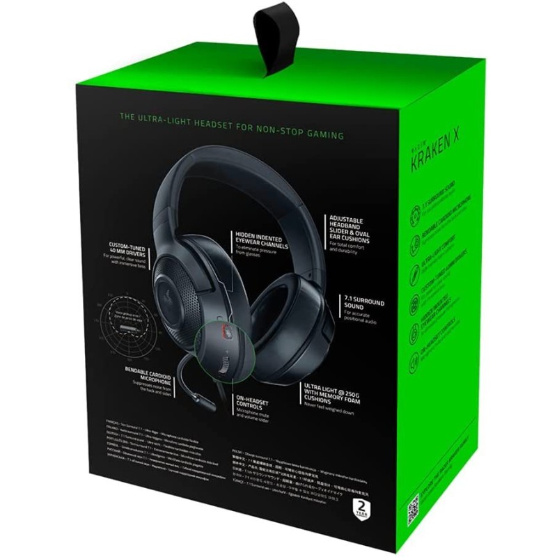 Razer Kraken X 7.1 Virtual Surround Sound Gaming Headset with Cross-Platform Compatibility