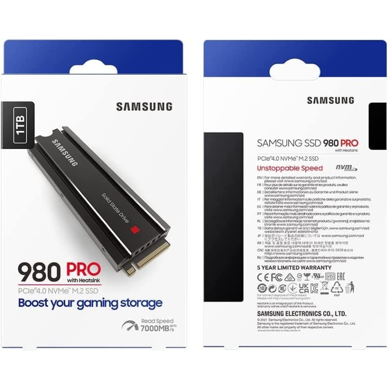 SAMSUNG 980 PRO SSD with Heatsink 2TB PCIe Gen 4 NVMe M.2 Internal Solid State Drive, Heat Control, Max Speed, PS5 Compatible