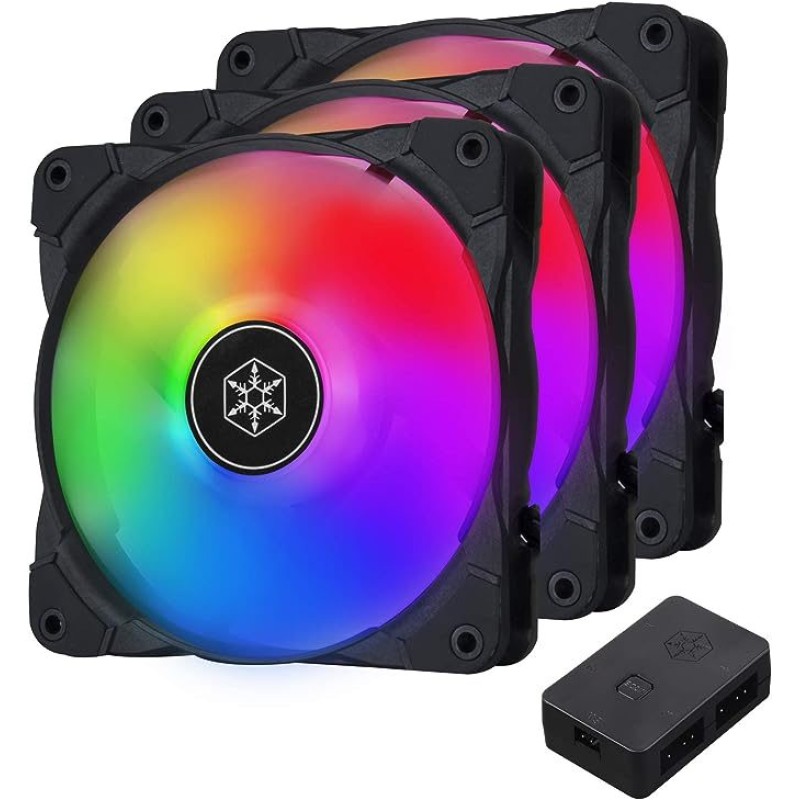 SilverStone Technology 3-Pack of Air Blazer 120mm ARGB Fans with ARGB Controller