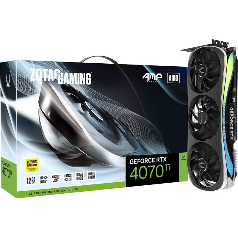 ZOTAC Gaming GeForce RTX 4070 Ti AMP Extreme AIRO DLSS 3 12GB GDDR6X 192-bit 21 Gbps PCIE 4.0 Gaming Graphics Card, IceStorm 2.0 Advanced Cooling, Spectra 2.0 RGB Lighting