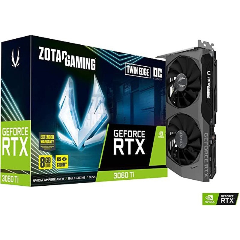 ZOTAC Gaming GeForce RTX™ 3060 Ti Twin Edge OC LHR 8GB GDDR6 256-bit 14 Gbps PCIE 4.0 Graphics Card, IceStorm 2.0 Advanced Cooling, Active Fan Control, Freeze Fan Stop 