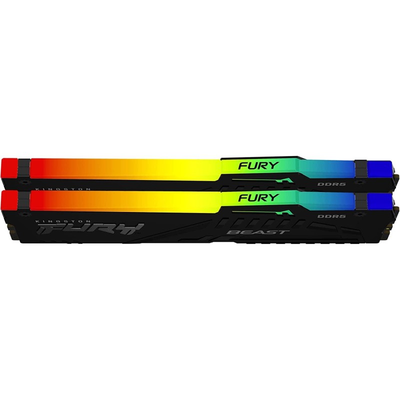 Kingston Fury Beast RGB 64GB (2X32) 5600MT/s DDR5 CL40 DIMM Desktop Memory (Kit of 2) | Intel XMP 3.0 | Infrared Sync Technology | Overclocking Stability | 