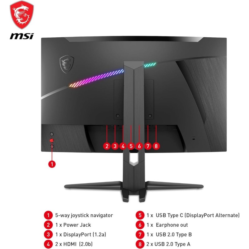 MSI MAG325CQRF QD, 31.5" Gaming Monitor, 2560 x 1440 (QHD) Rapid VA with Quantum Dot, 1 ms, 170Hz