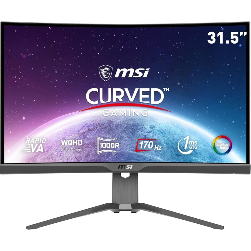 MSI MAG325CQRF QD, 31.5" Gaming Monitor, 2560 x 1440 (QHD) Rapid VA with Quantum Dot, 1 ms, 170Hz