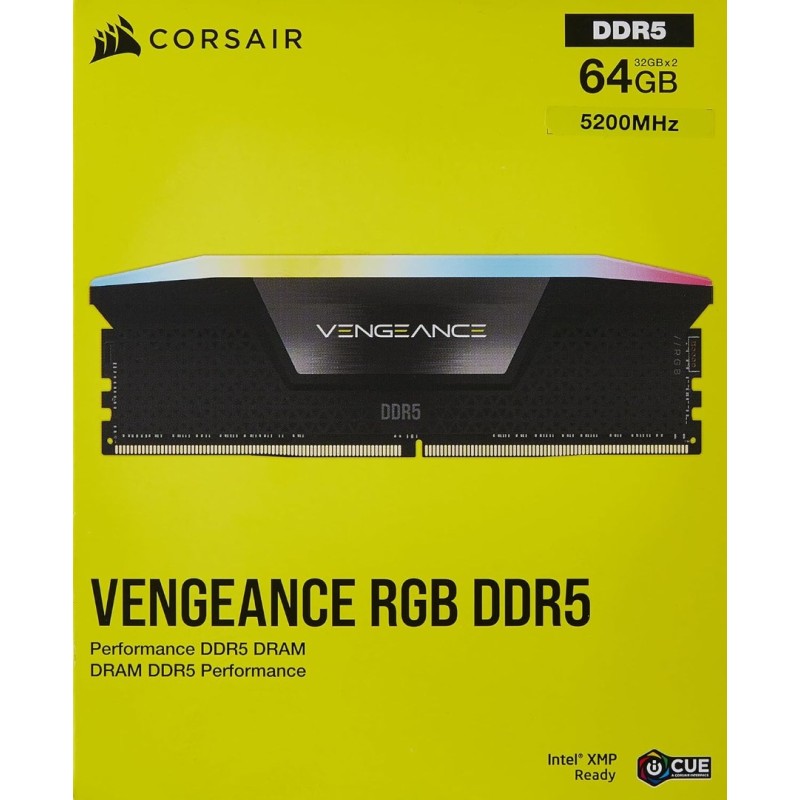 Corsair VENGEANCE RGB 64GB (2x32GB) DDR5 5200MT/s CL40 
